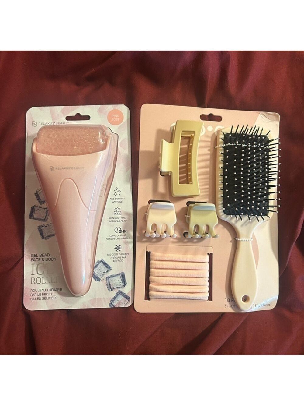 Pink Beauty Ice Roller and Hair Accessories Set